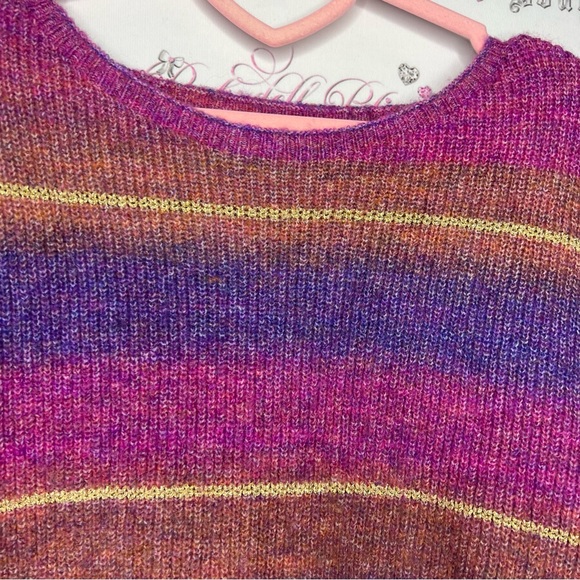 Striped Colorful sparkly sweater gold pink orange purple cozy knitted top - Picture 3 of 4